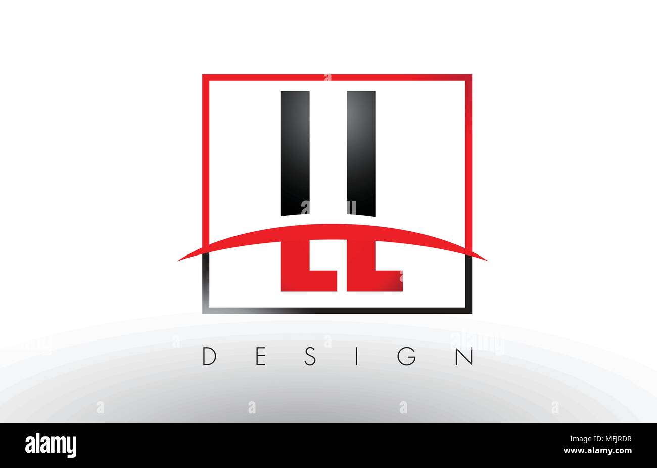 LL L Buchstaben mit roten und schwarzen Farben und Swoosh. Kreatives Schreiben Design Vector. Stock Vektor