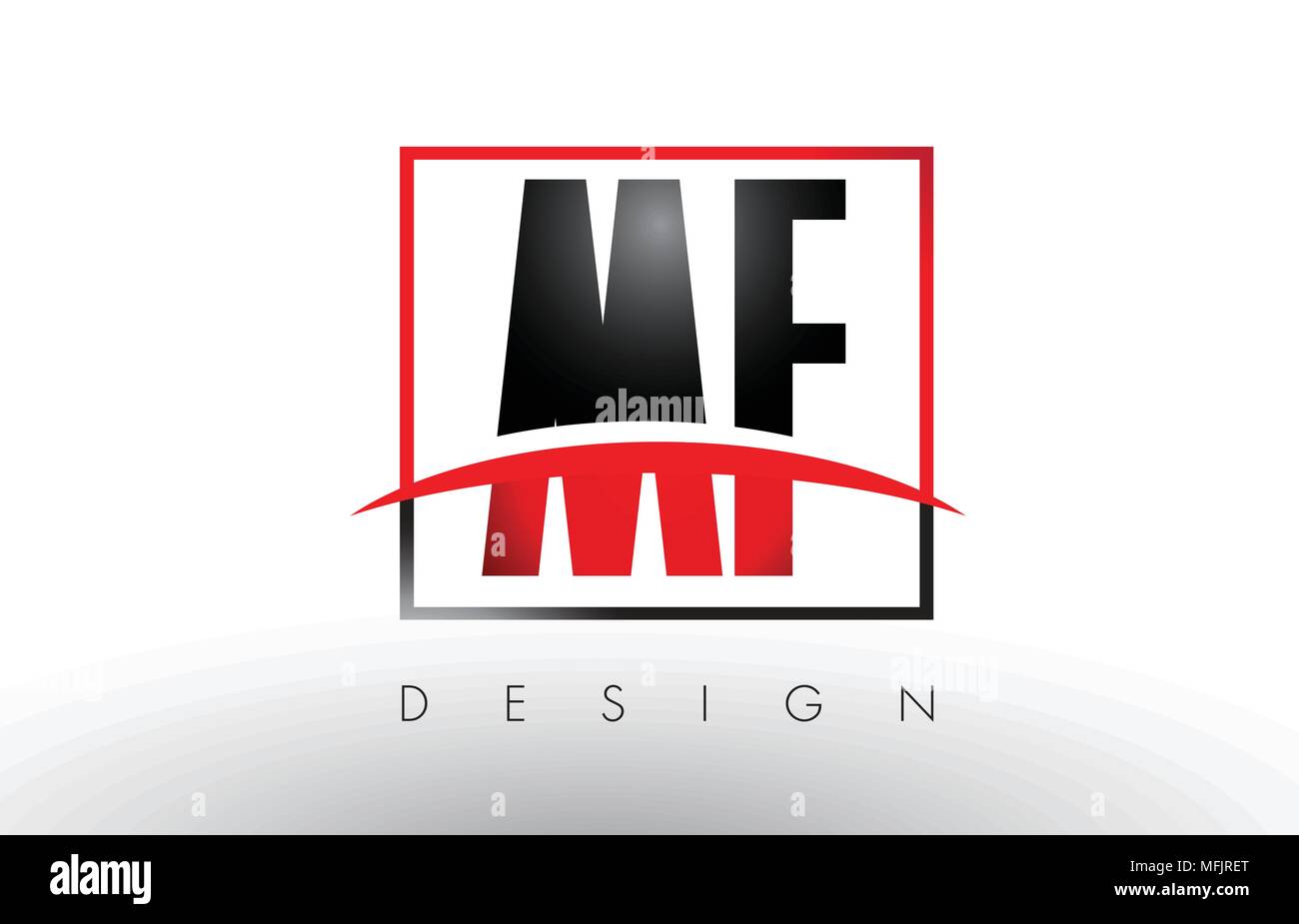 MF M F Logo Briefe mit roten und schwarzen Farben und Swoosh. Kreatives Schreiben Design Vector. Stock Vektor