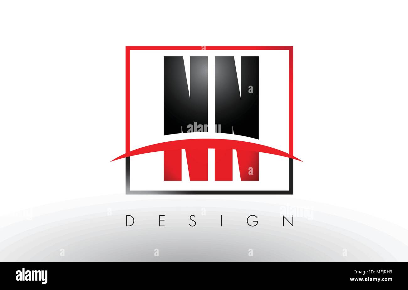 NN N Buchstaben mit roten und schwarzen Farben und Swoosh. Kreatives Schreiben Design Vector. Stock Vektor