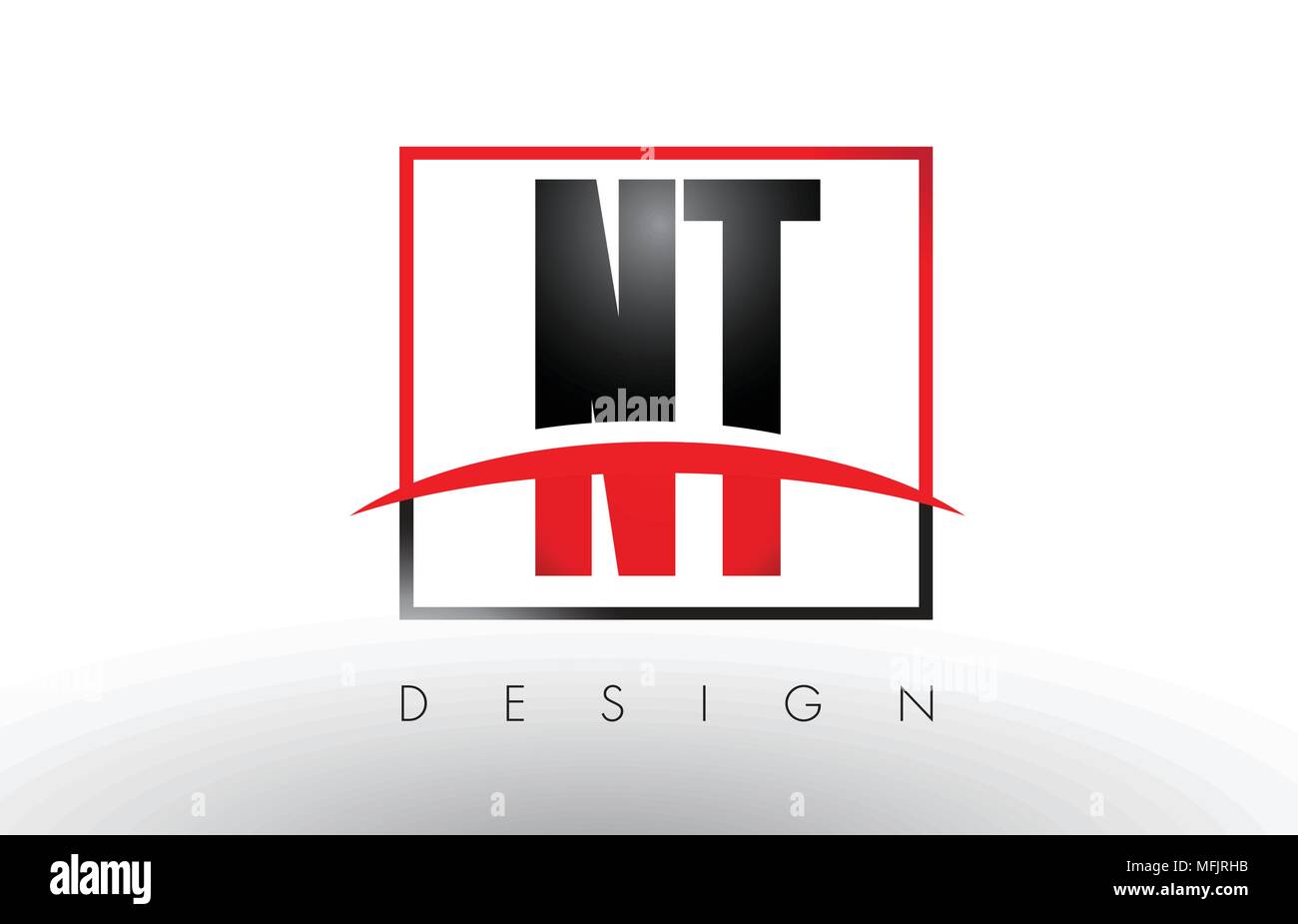 NT N T-Logo Briefe mit roten und schwarzen Farben und Swoosh. Kreatives Schreiben Design Vector. Stock Vektor