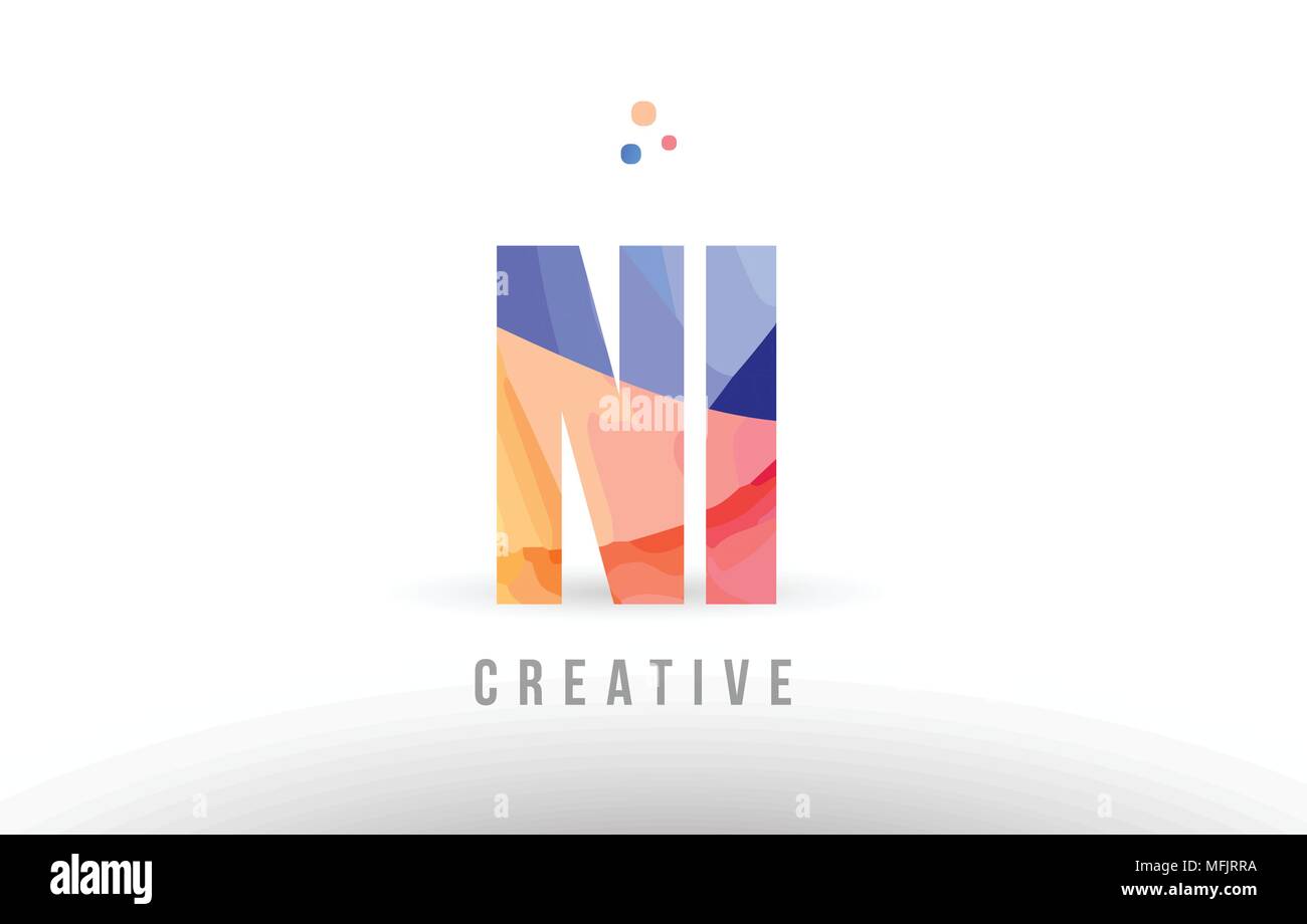 Orange Blau Buchstaben ni n i logo Kombination Design mit Punkten geeignet für ein Unternehmen oder ein Geschäft Stock Vektor