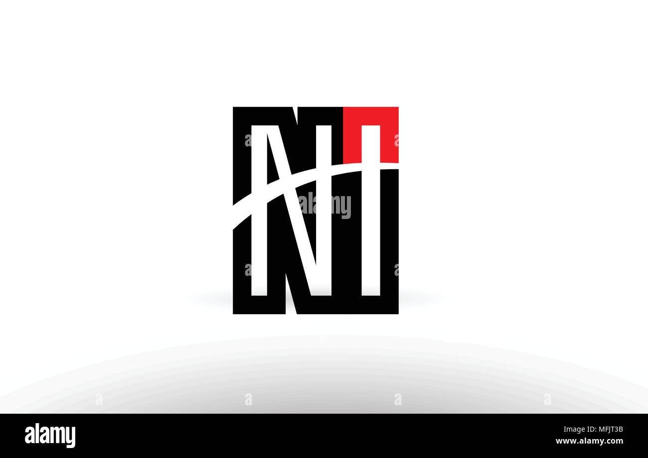 Schwarz Weiß und Rot Buchstaben ni n i logo Kombination design geeignet für ein Unternehmen oder ein Geschäft Stock Vektor