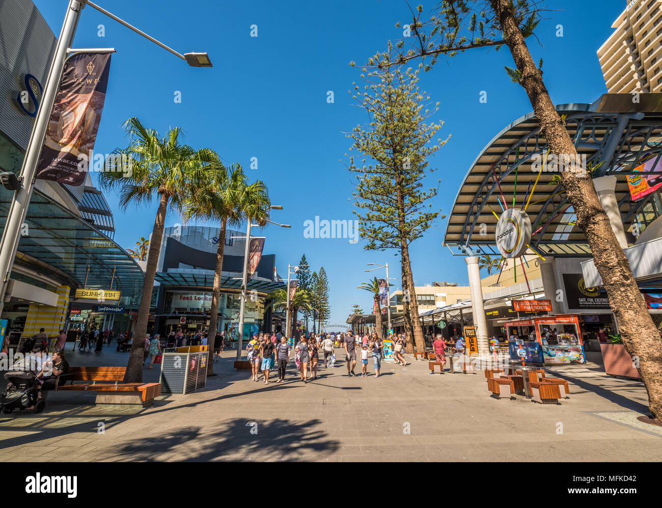 Cavill Mall, Surfer's Paradise, Queensland, Australien Stockfoto