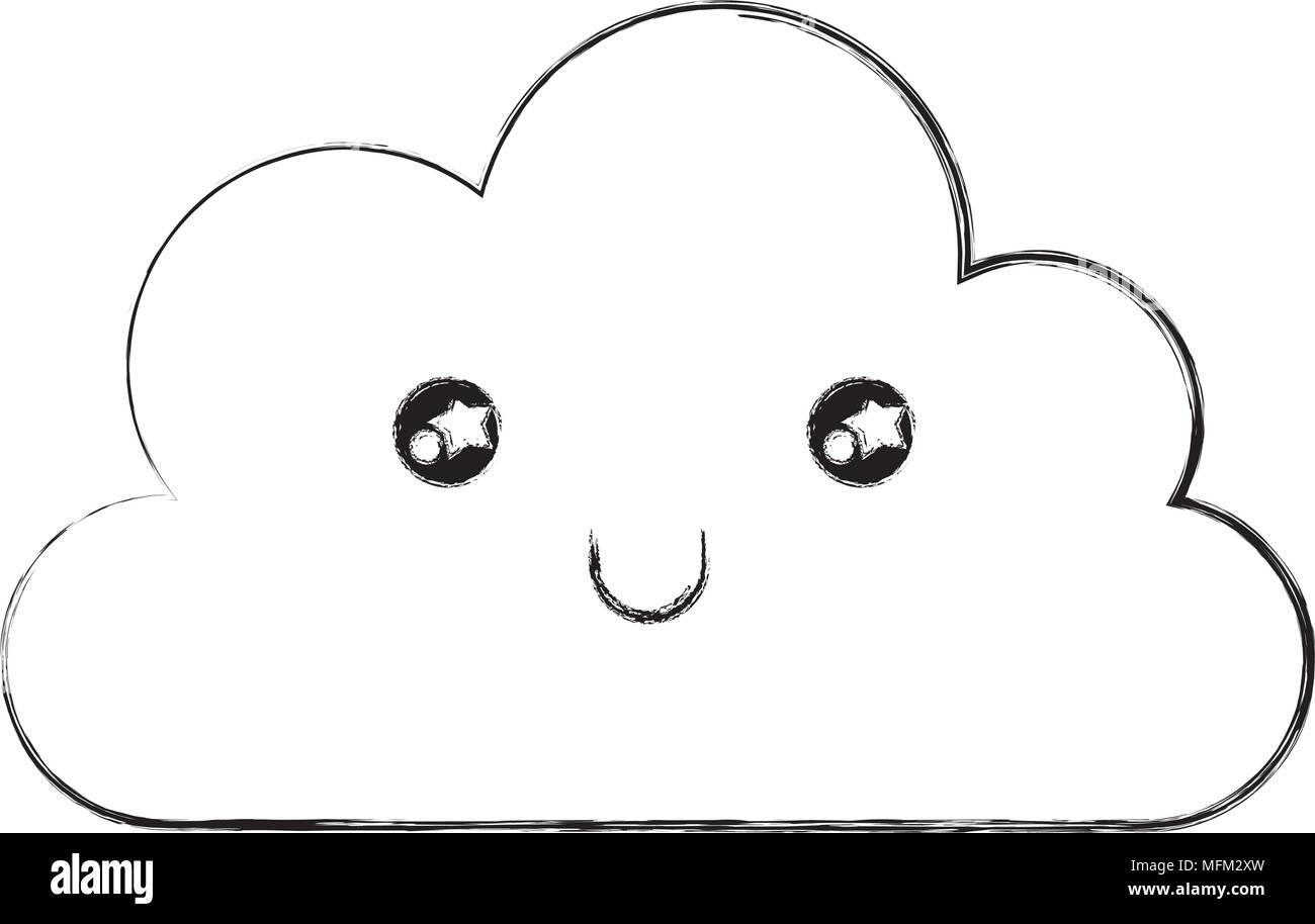 Kawaii cloud glücklich lächelnd Cartoon Stock Vektor