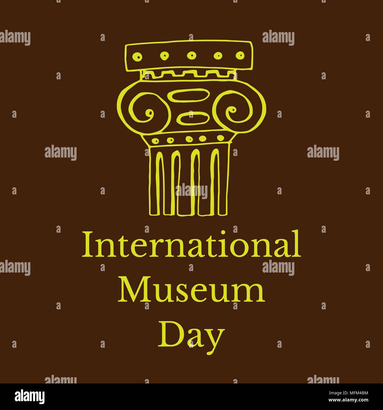 Internationalen Museumstag. Das Konzept der Veranstaltung. 18. Mai. Römische Säule. Schwarzer Hintergrund Stock Vektor