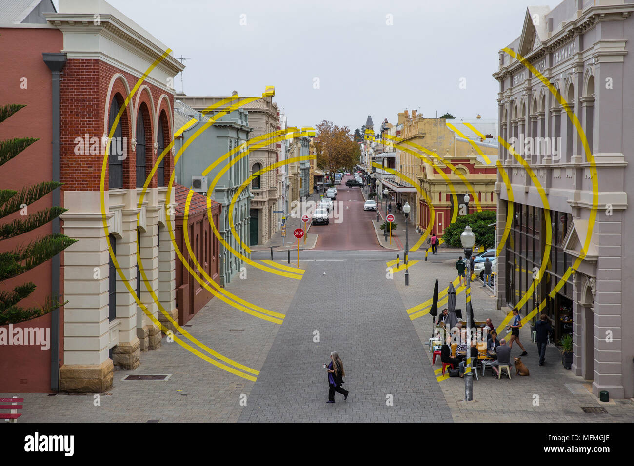 Fremantle optische Illusion, Street Art - Stockfoto