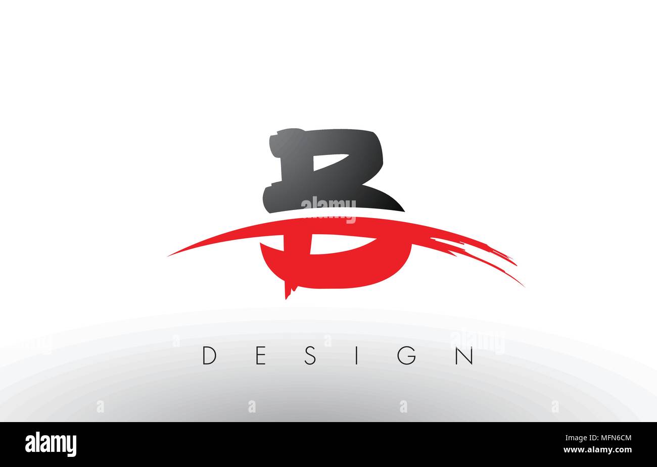 B Pinsel Buchstaben Design mit roten und schwarzen Farben und Pinsel Schreiben Konzept. Stock Vektor