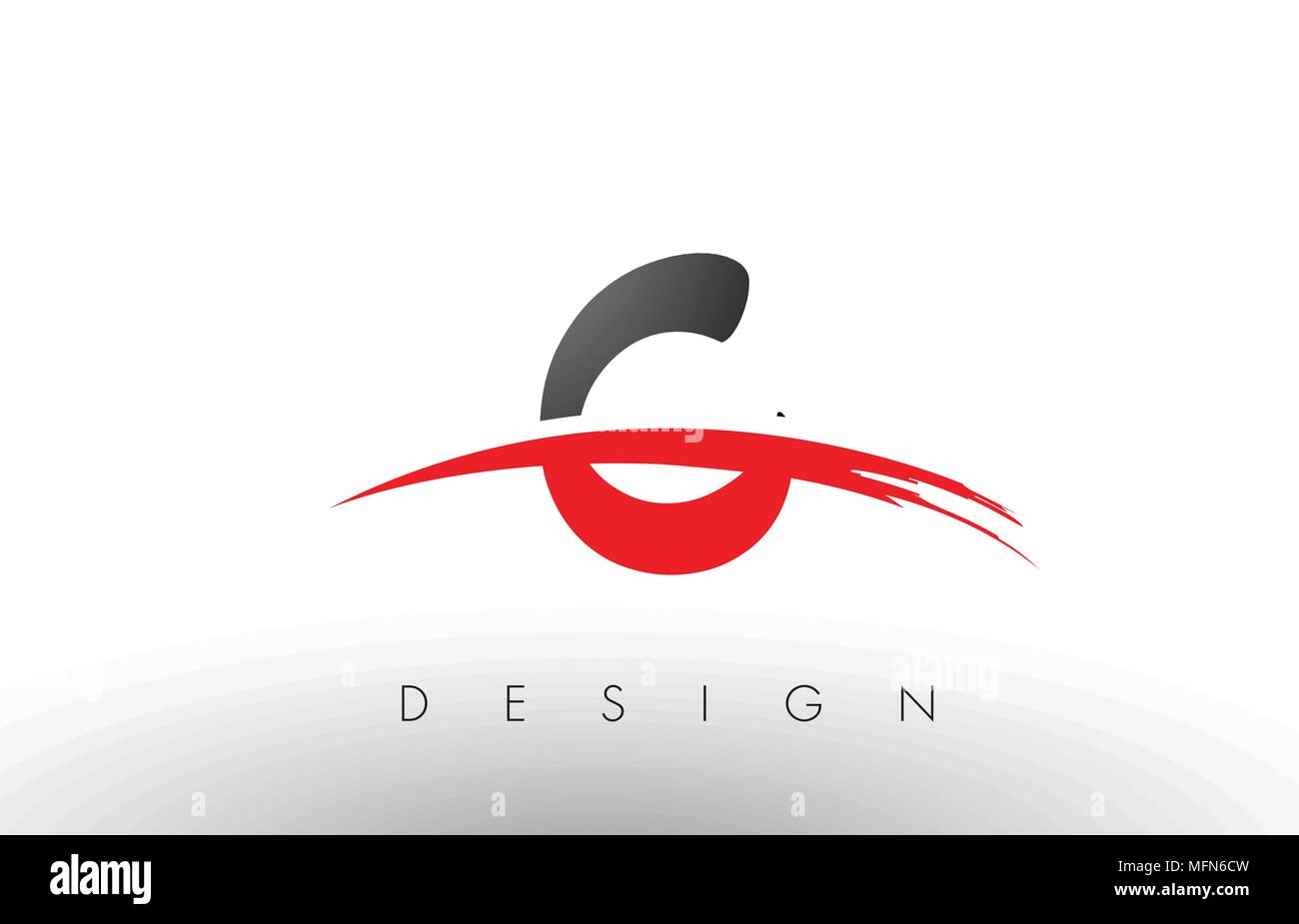 C Bürste Buchstaben Design mit roten und schwarzen Farben und Pinsel Schreiben Konzept. Stock Vektor