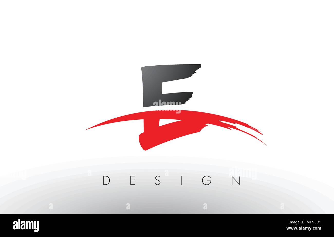 E Bürste Buchstaben Design mit roten und schwarzen Farben und Pinsel Schreiben Konzept. Stock Vektor