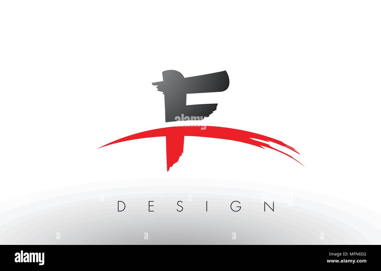 F Bürste Buchstaben Design mit roten und schwarzen Farben und Pinsel Schreiben Konzept. Stock Vektor