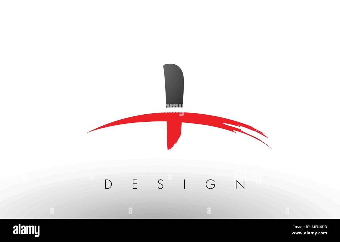 Ich bürste Buchstaben Design mit roten und schwarzen Farben und Pinsel Schreiben Konzept. Stock Vektor