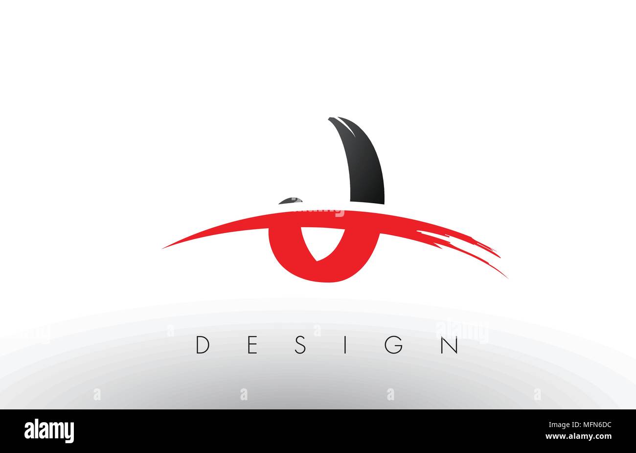 J Bürste Buchstaben Design mit roten und schwarzen Farben und Pinsel Schreiben Konzept. Stock Vektor