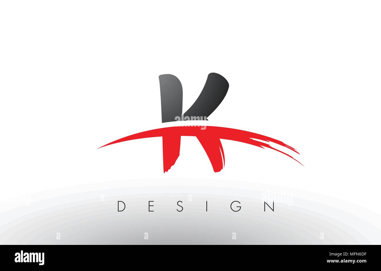 K Pinsel Buchstaben Design mit roten und schwarzen Farben und Pinsel Schreiben Konzept. Stock Vektor