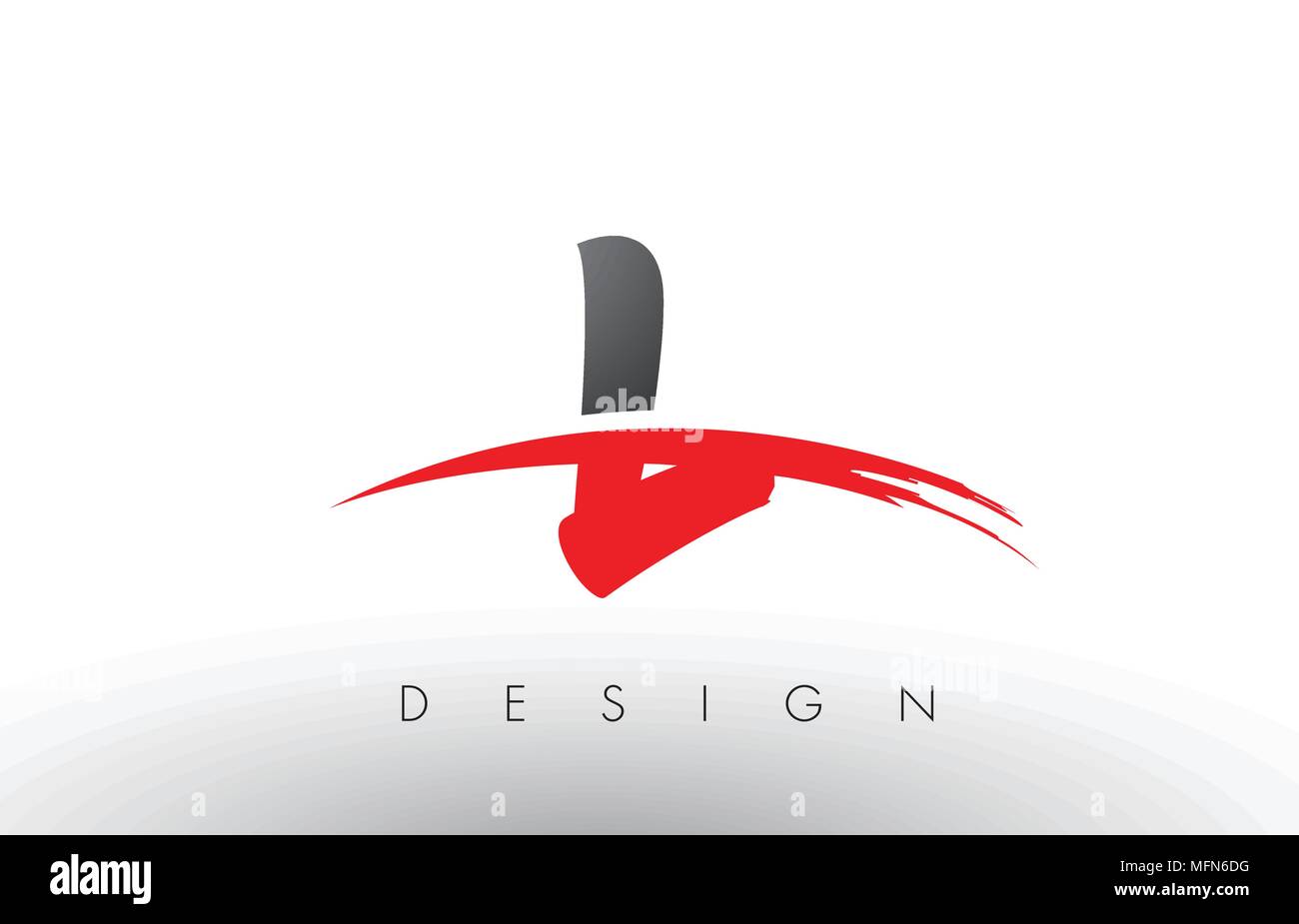 L Pinsel Buchstaben Design mit roten und schwarzen Farben und Pinsel Schreiben Konzept. Stock Vektor