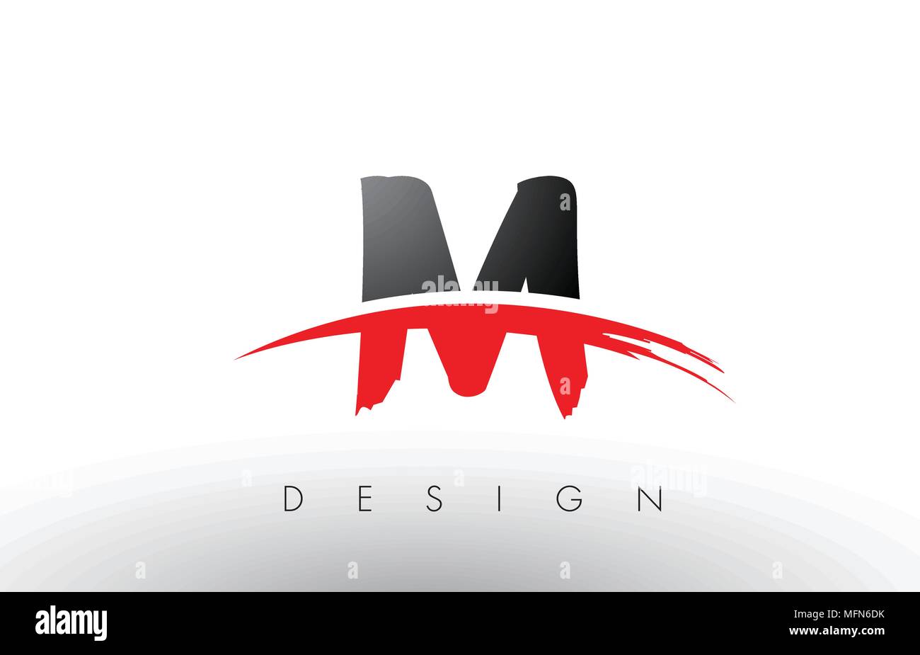 M Bürste Buchstaben Design mit roten und schwarzen Farben und Pinsel Schreiben Konzept. Stock Vektor