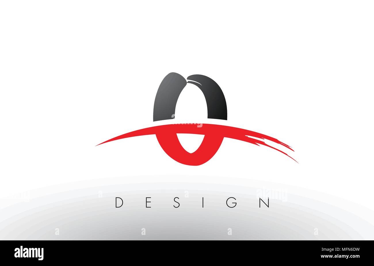 O Bürste Buchstaben Design mit roten und schwarzen Farben und Pinsel Schreiben Konzept. Stock Vektor