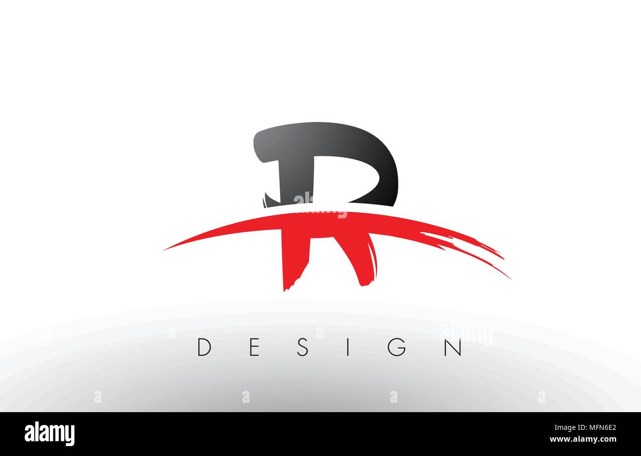 R Pinsel Buchstaben Design mit roten und schwarzen Farben und Pinsel Schreiben Konzept. Stock Vektor