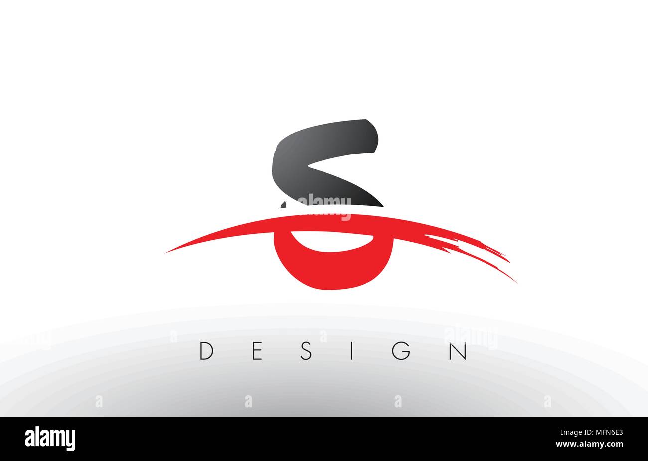 S Bürste Buchstaben Design mit roten und schwarzen Farben und Pinsel Schreiben Konzept. Stock Vektor