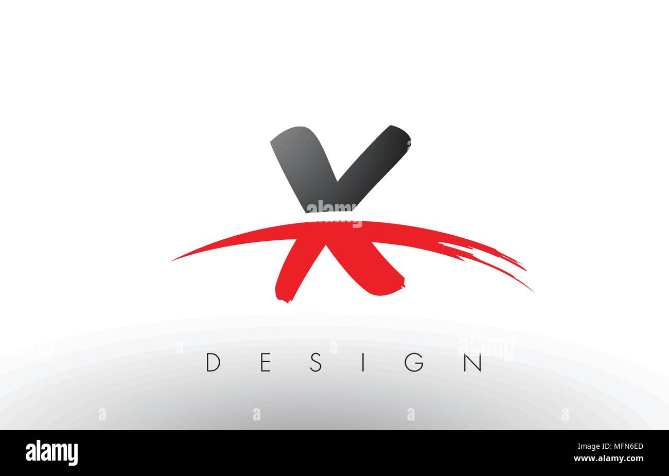 X Bürste Buchstaben Design mit roten und schwarzen Farben und Pinsel Schreiben Konzept. Stock Vektor