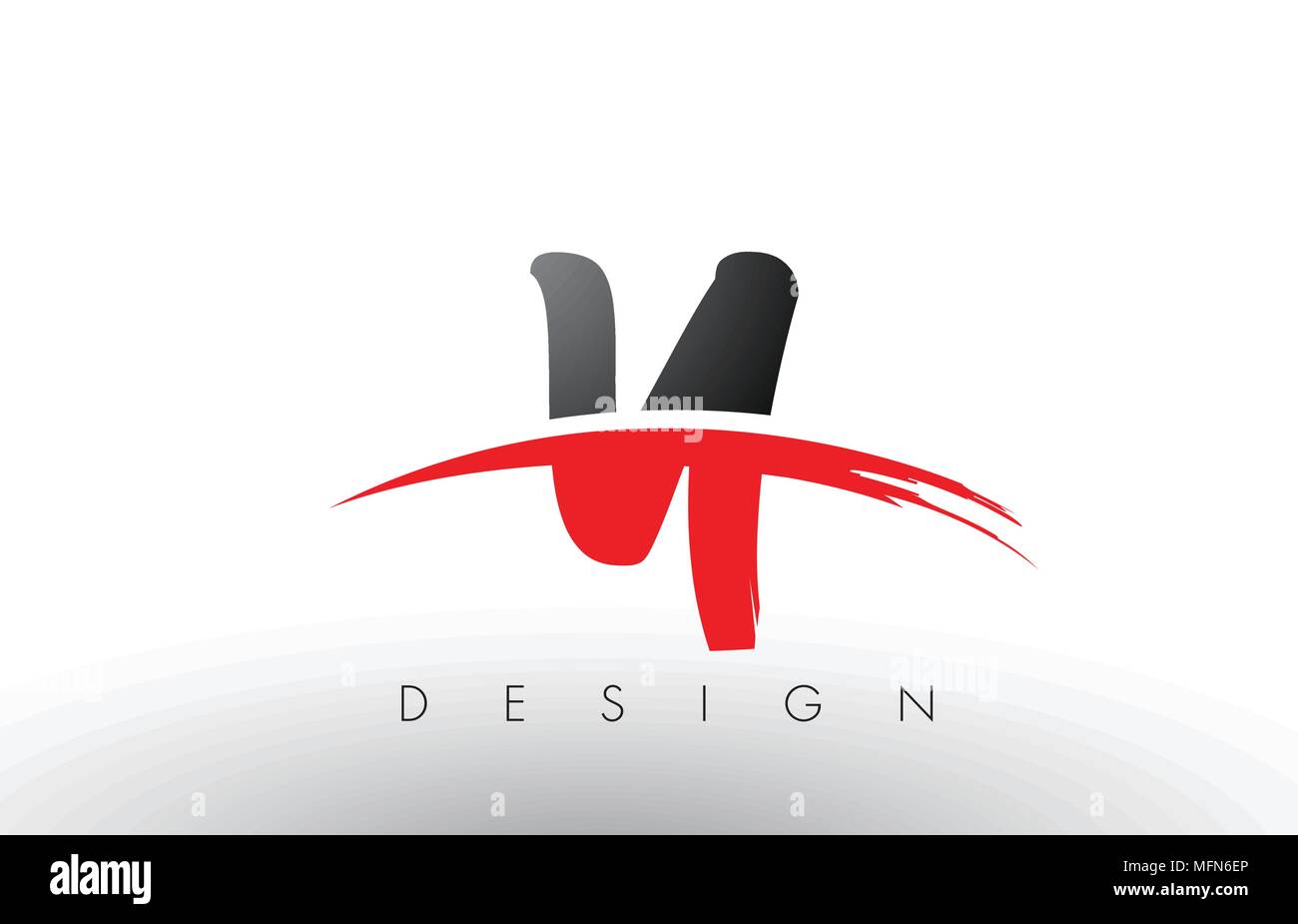 Y Bürste Buchstaben Design mit roten und schwarzen Farben und Pinsel Schreiben Konzept. Stock Vektor