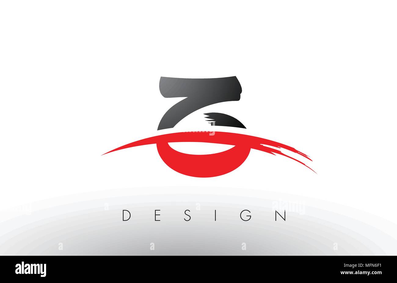 Z-Brush Buchstaben Design mit roten und schwarzen Farben und Pinsel Schreiben Konzept. Stock Vektor