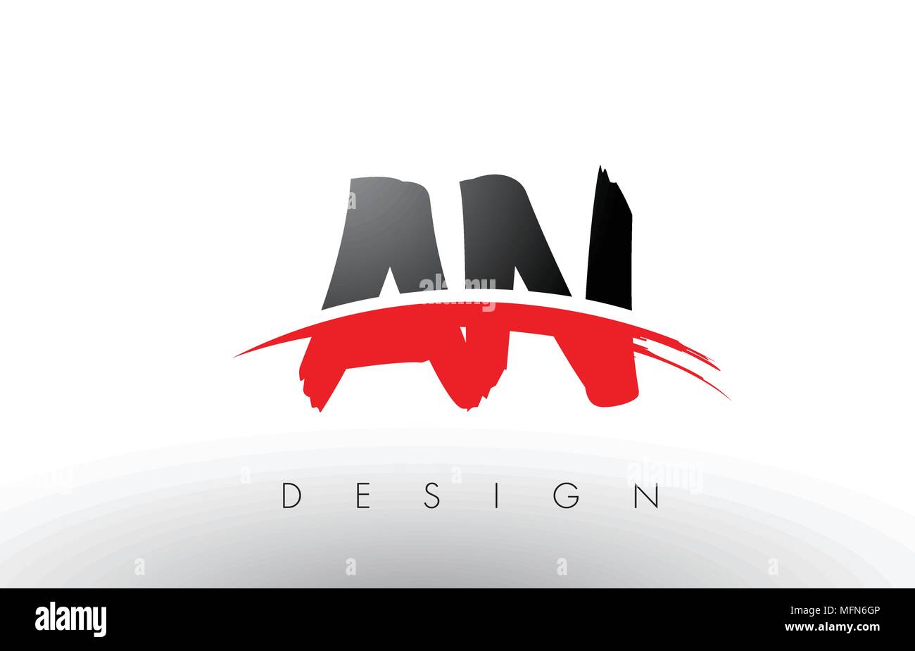Eine A N Pinsel Buchstaben Design mit roten und schwarzen Farben und Pinsel Schreiben Konzept. Stock Vektor