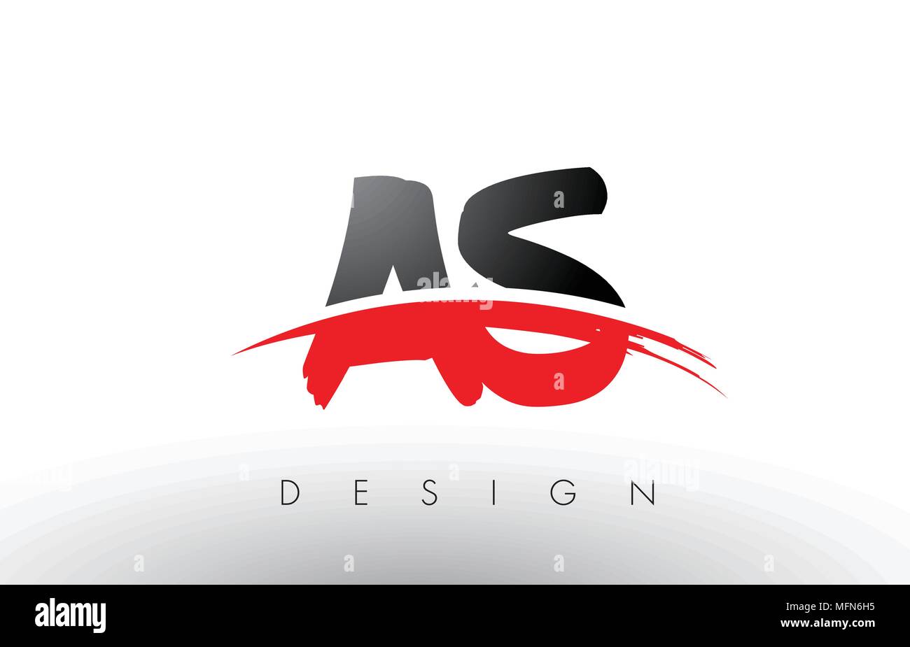 Als S Bürste Buchstaben Design mit roten und schwarzen Farben und Pinsel Schreiben Konzept. Stock Vektor