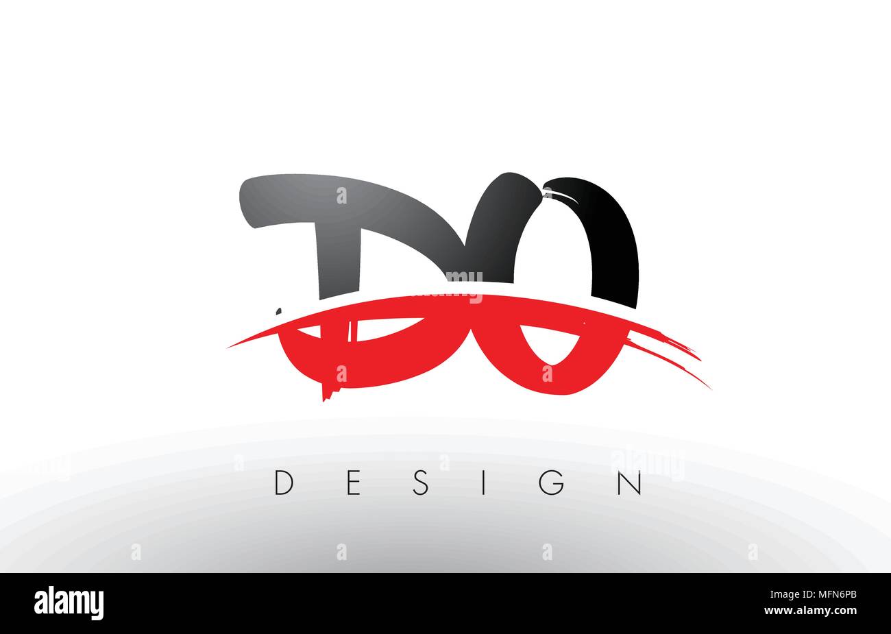 D O Bürste Buchstaben Design mit roten und schwarzen Farben und Pinsel Schreiben Konzept. Stock Vektor