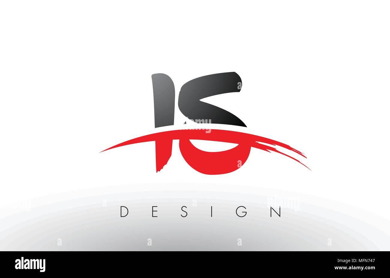 Ich S Bürste Buchstaben Design mit roten und schwarzen Farben und Pinsel Schreiben Konzept. Stock Vektor