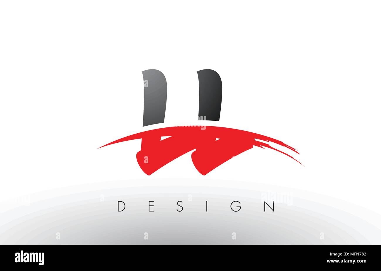 LL L Pinsel Buchstaben Design mit roten und schwarzen Farben und Pinsel Schreiben Konzept. Stock Vektor