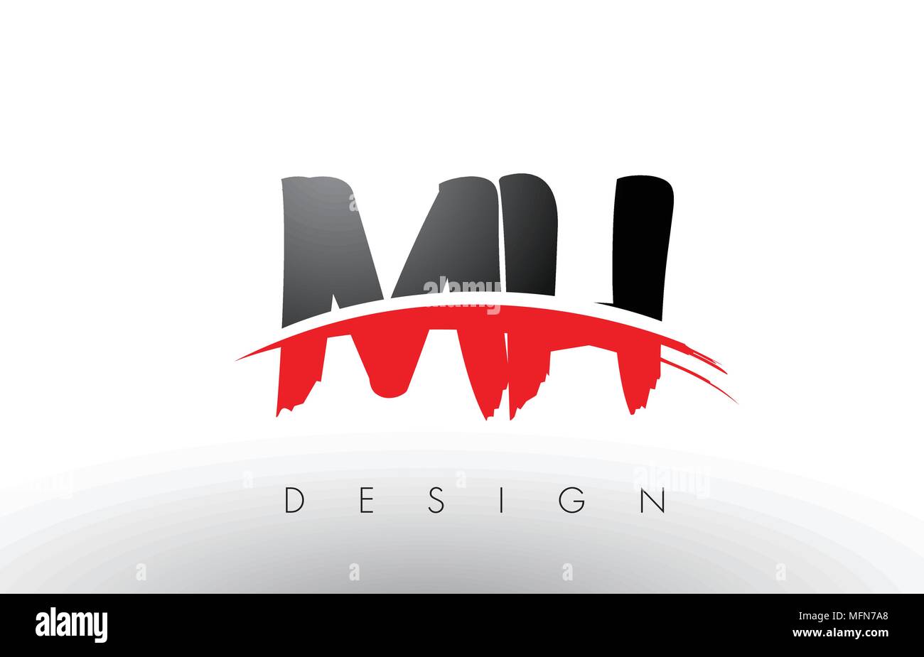 MH M H Bürste Buchstaben Design mit roten und schwarzen Farben und Pinsel Schreiben Konzept. Stock Vektor