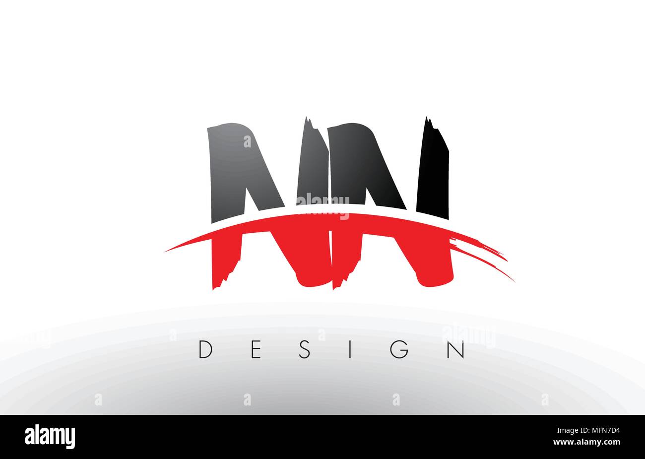 NN N Pinsel Buchstaben Design mit roten und schwarzen Farben und Pinsel Schreiben Konzept. Stock Vektor