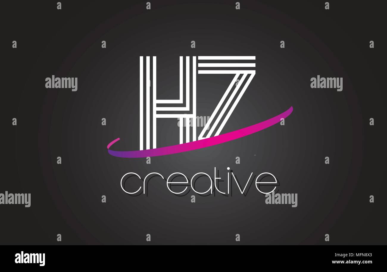 HZ H Z Schreiben Logo mit Linien Design und violetten Swoosh Vektor Buchstaben Abbildung. Stock Vektor