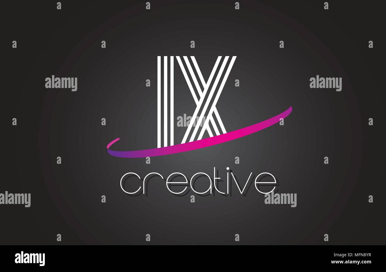 IX ICH X Schreiben Logo mit Linien Design und violetten Swoosh Vektor