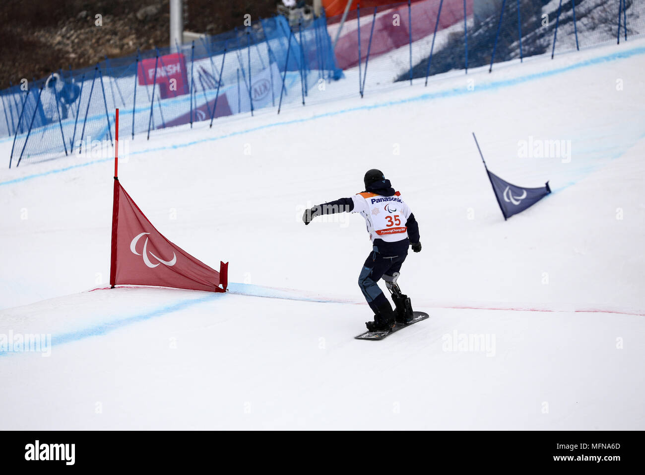 2018 März 16. PyeongChang 2018. Para Snowboard. NPC-Russland Stockfoto