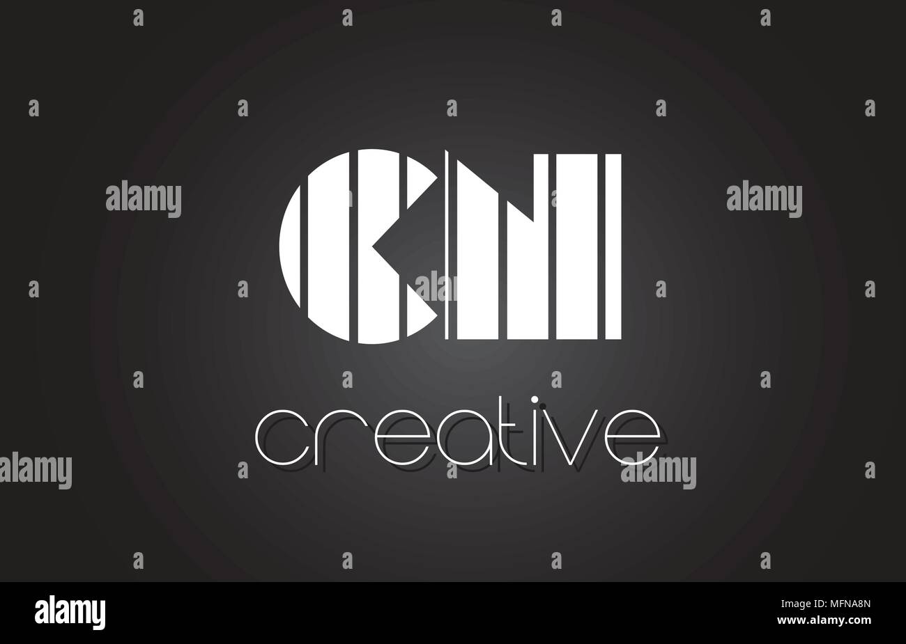 Kn-C N Kreatives Schreiben Logo Design mit schwarzen und weißen Linien. Stock Vektor