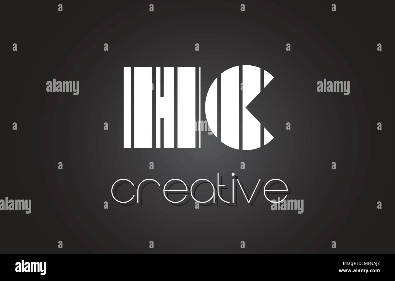 HC H C Kreatives Schreiben Logo Design mit schwarzen und weißen Linien. Stock Vektor