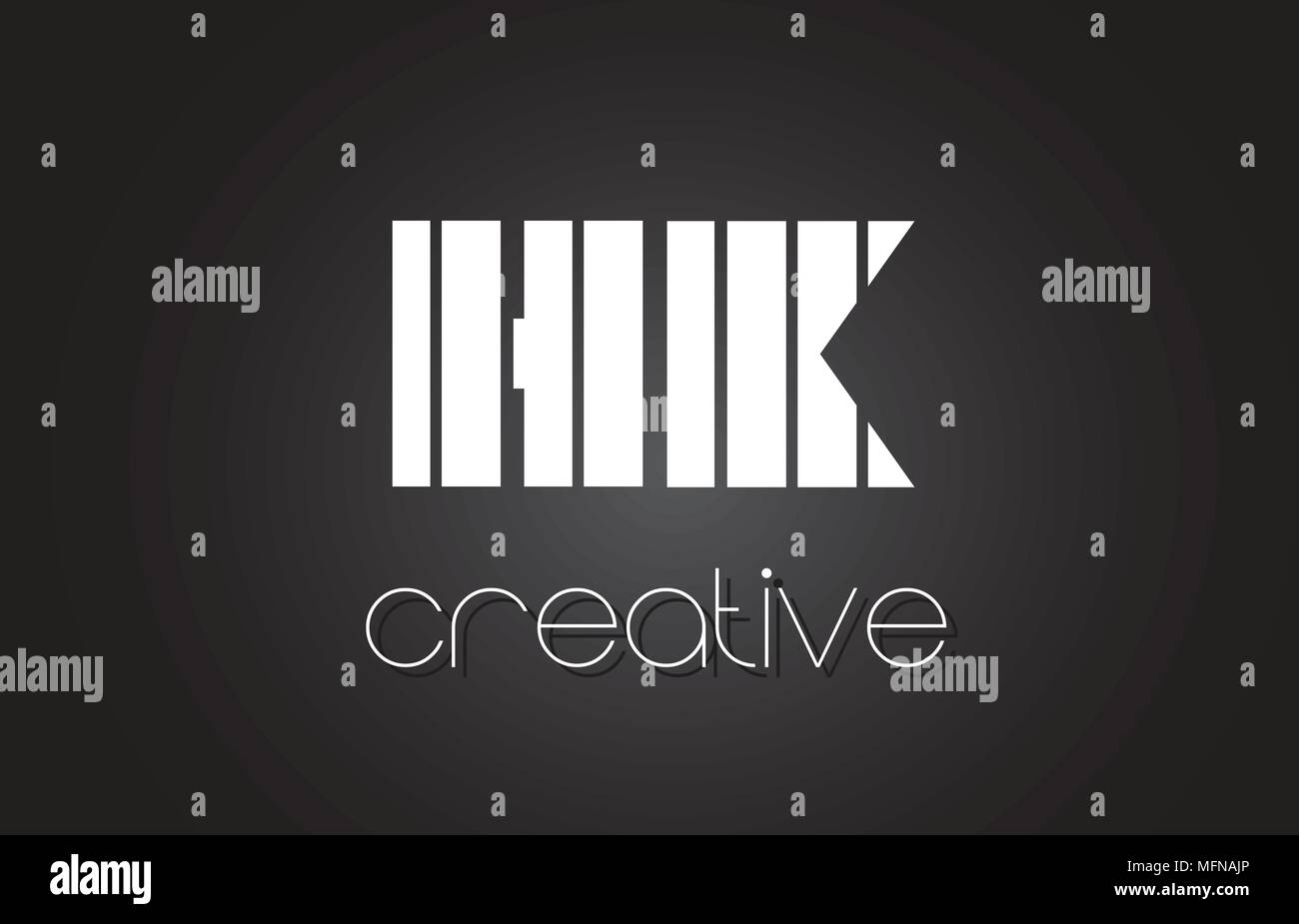 HK H K Kreatives Schreiben Logo Design mit schwarzen und weißen Linien. Stock Vektor
