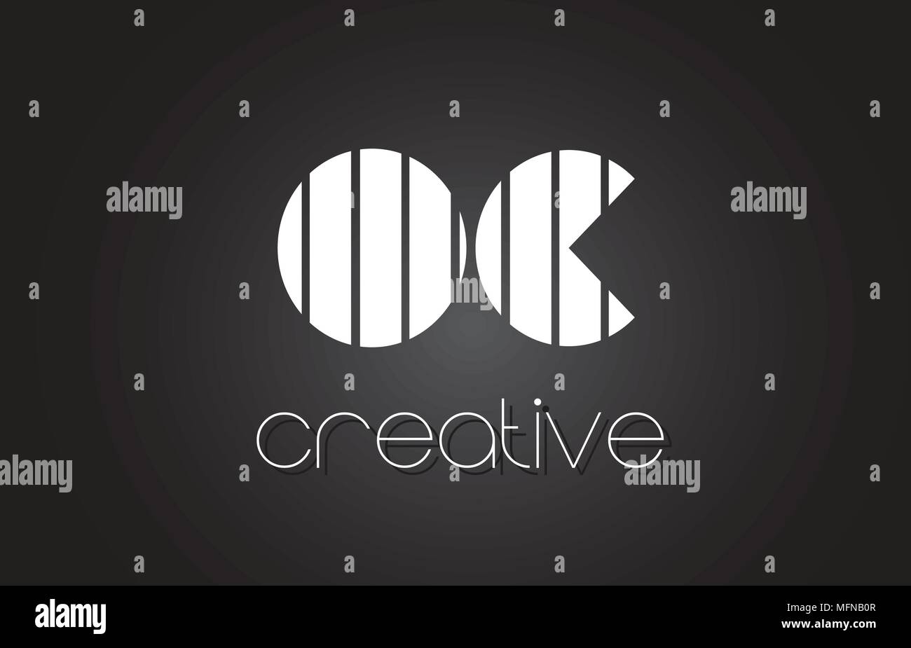 OC O C Kreatives Schreiben Logo Design mit schwarzen und weißen Linien. Stock Vektor