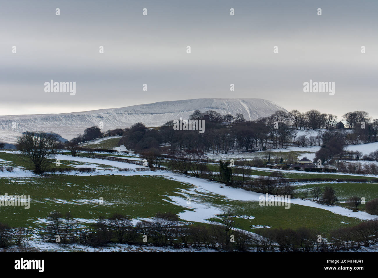 Schnee auf die Brecon Beacons Stockfoto