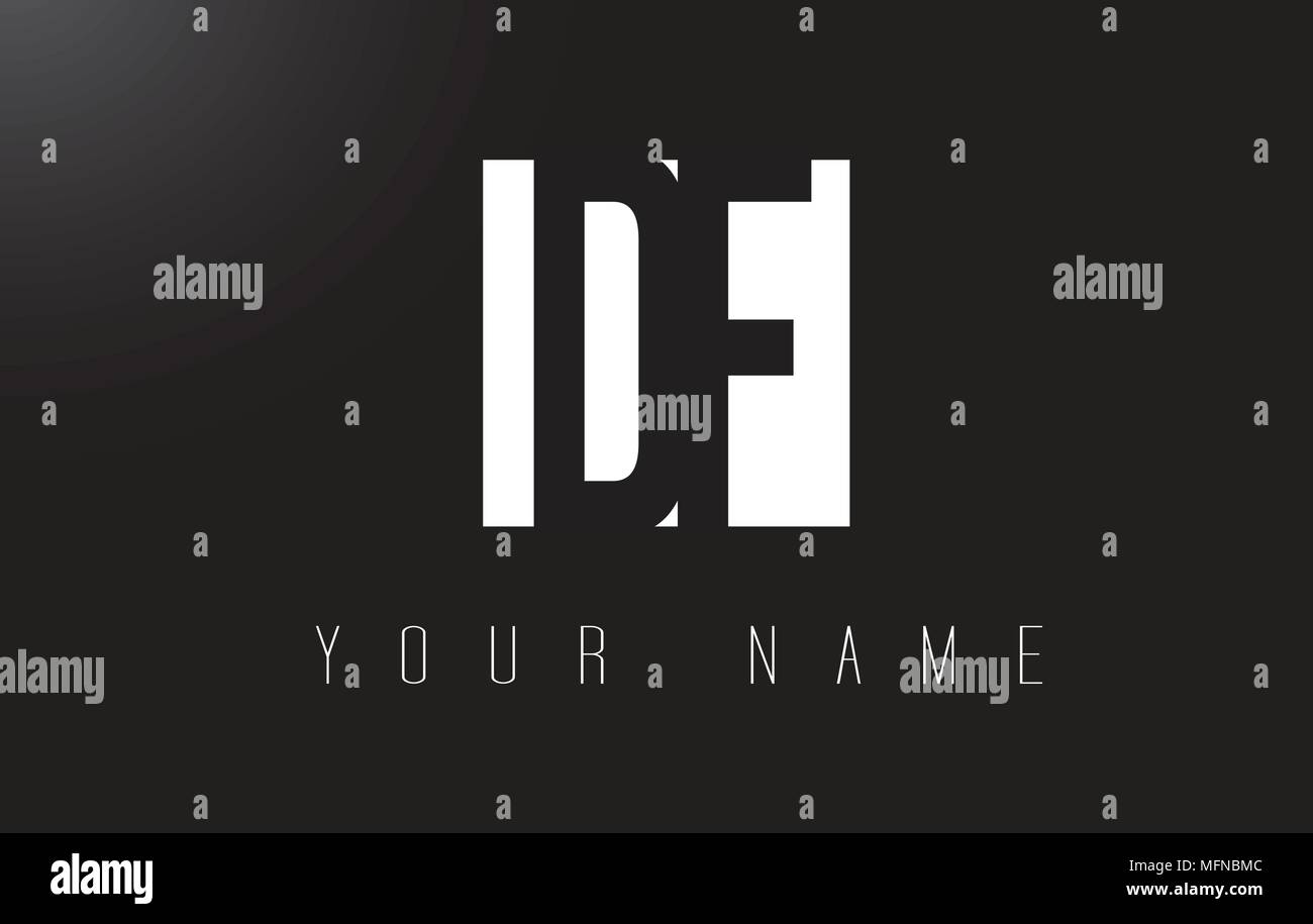 DF Schreiben Logo mit schwarzen und weißen Buchstaben Negative Space Design. Stock Vektor