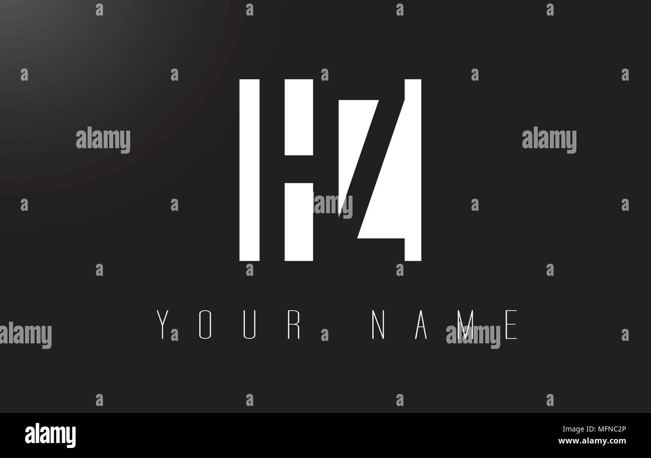 HZ Schreiben Logo mit schwarzen und weißen Buchstaben Negative Space Design. Stock Vektor