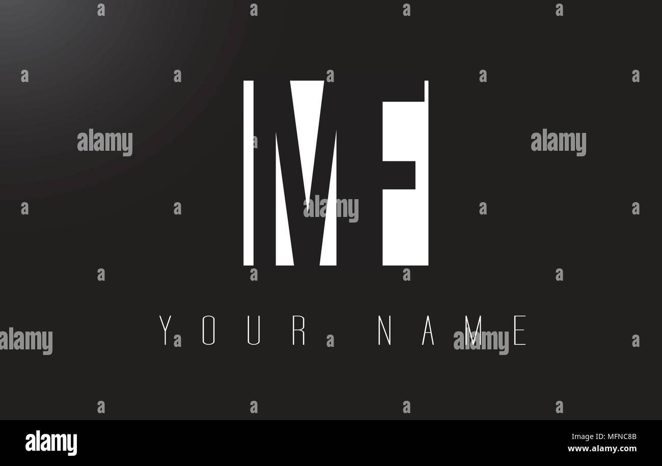 MF Schreiben Logo mit schwarzen und weißen Buchstaben Negative Space Design. Stock Vektor