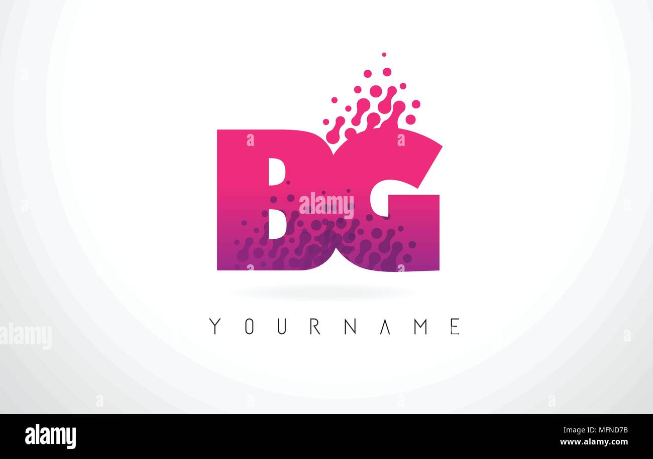 BG B G Schreiben Logo mit Rosa und Lila Farbe Partikel Punkte Design. Stock Vektor BG B G Schreiben Logo mit Rosa und Lila Farbe Partikel Punkte Design. Stock Vektor