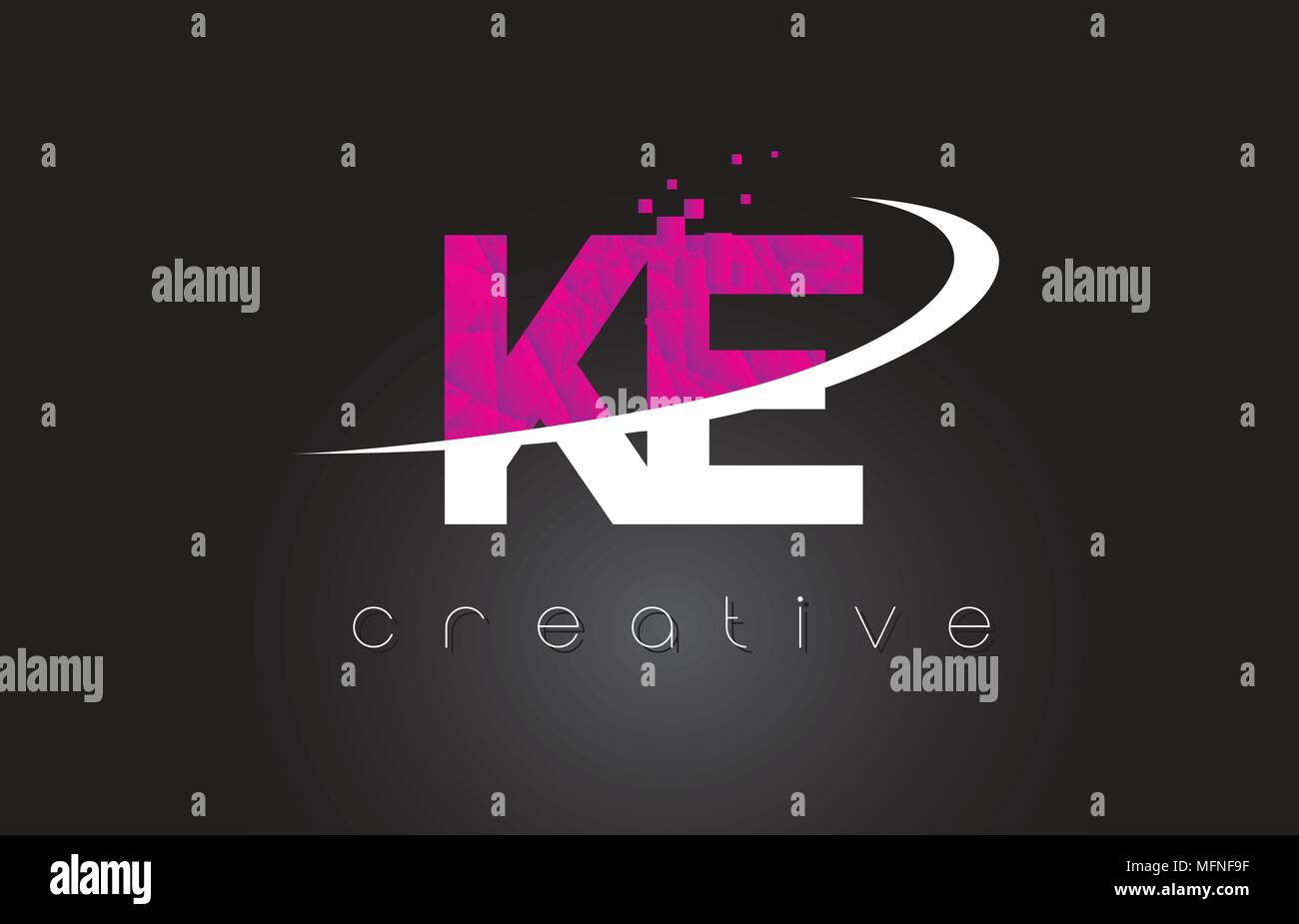 KE K E Kreative Briefe Design. Weiß Rosa Brief Vector Illustration. Stock Vektor