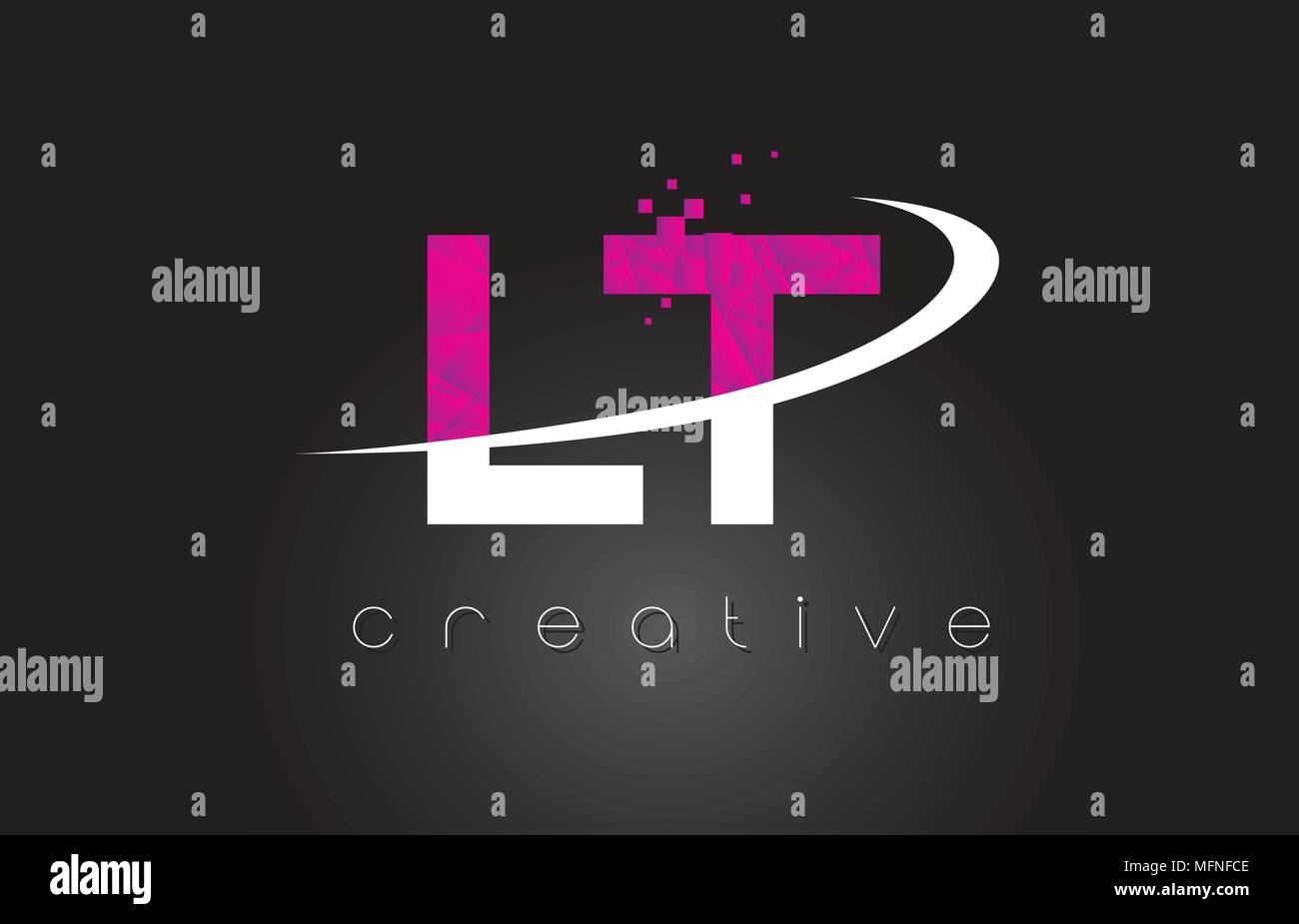 LT L T Kreative Briefe Design. Weiß Rosa Brief Vector Illustration. Stock Vektor