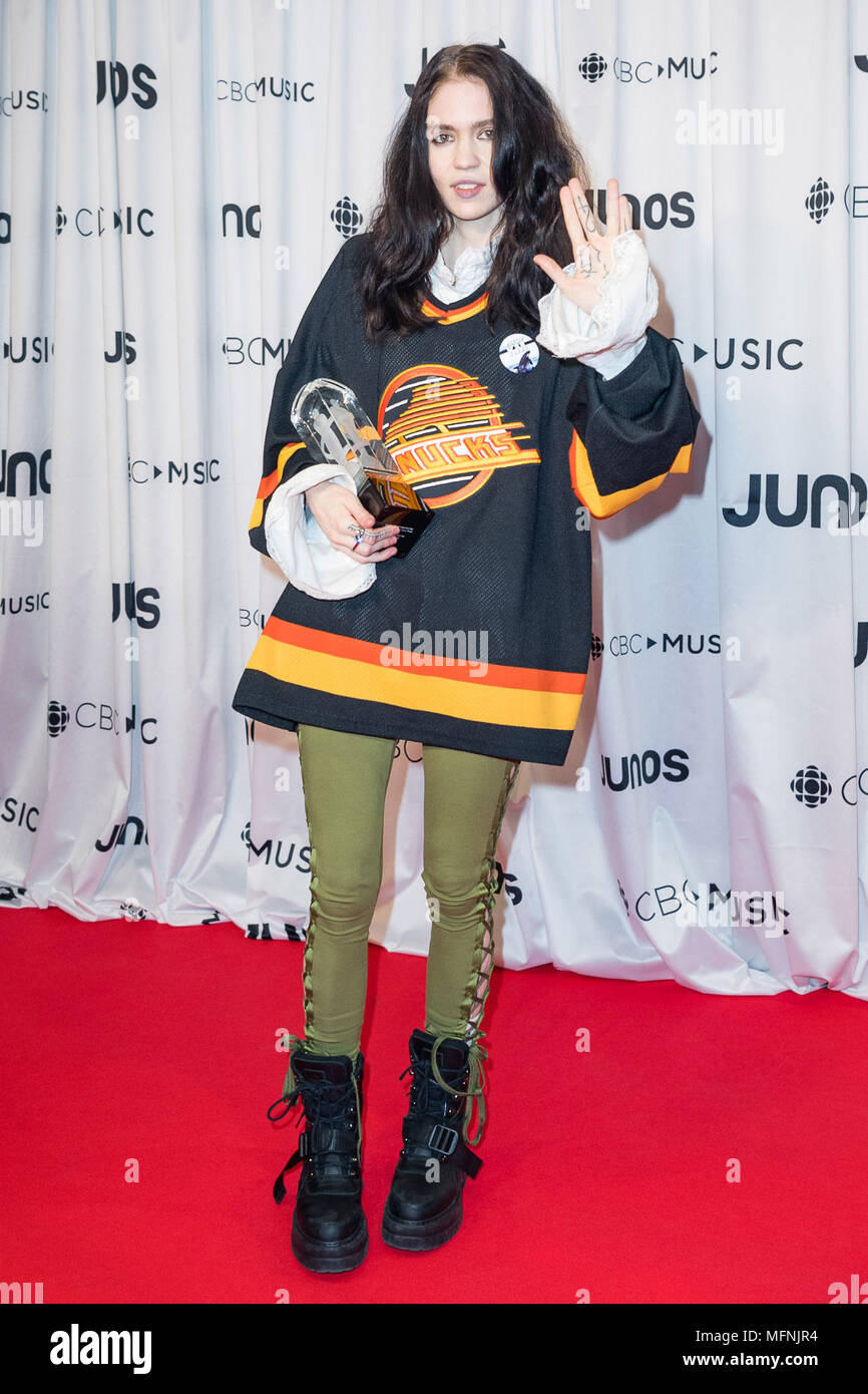 2018 Juno Awards, in der Rogers Arena in Vancouver, Kanada statt. Mit: Grimes Wo: Vancouver, British Columbia, Kanada, wenn: 25 Mar 2018 Credit: Lu Chau/WENN.com Stockfoto