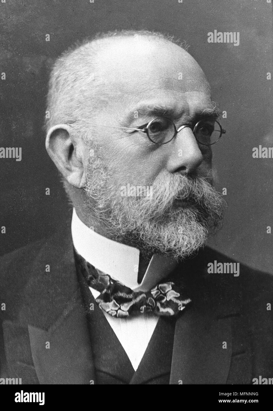 Robert Koch (1843-1910), deutscher Bakteriologe und Arzt. Tubercule Bazillus: Tuberkulintest: Cholera Bazillus: Nobelpreis für Physiologie und Medizin 1905. Stockfoto