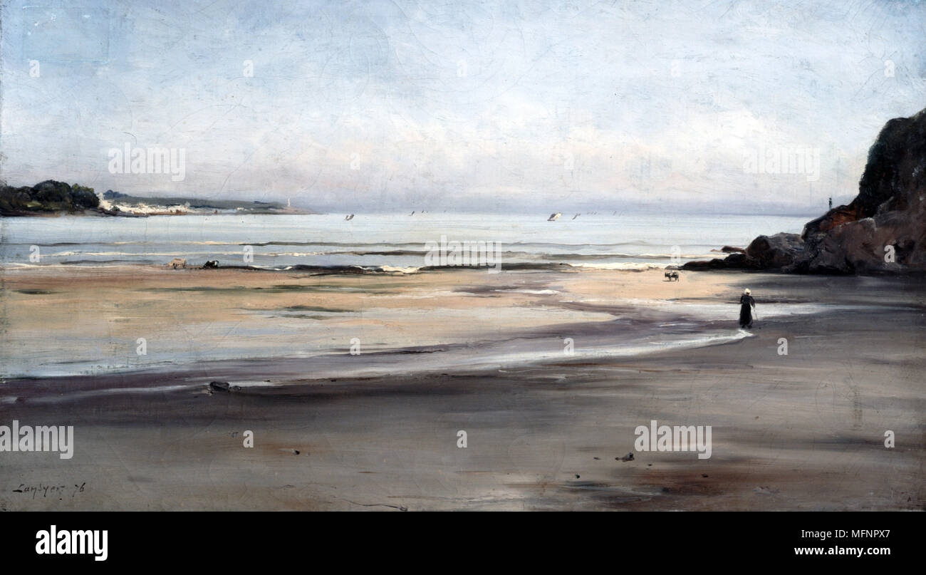 Douarnenez: Bretagne'-Flut - Sonntag Morgen', 1876. Öl auf Leinwand. Frankreich Emmanuel Lansyer (1835-1893), französischer Landschaftsmaler. Marine Sand Rock Stockfoto