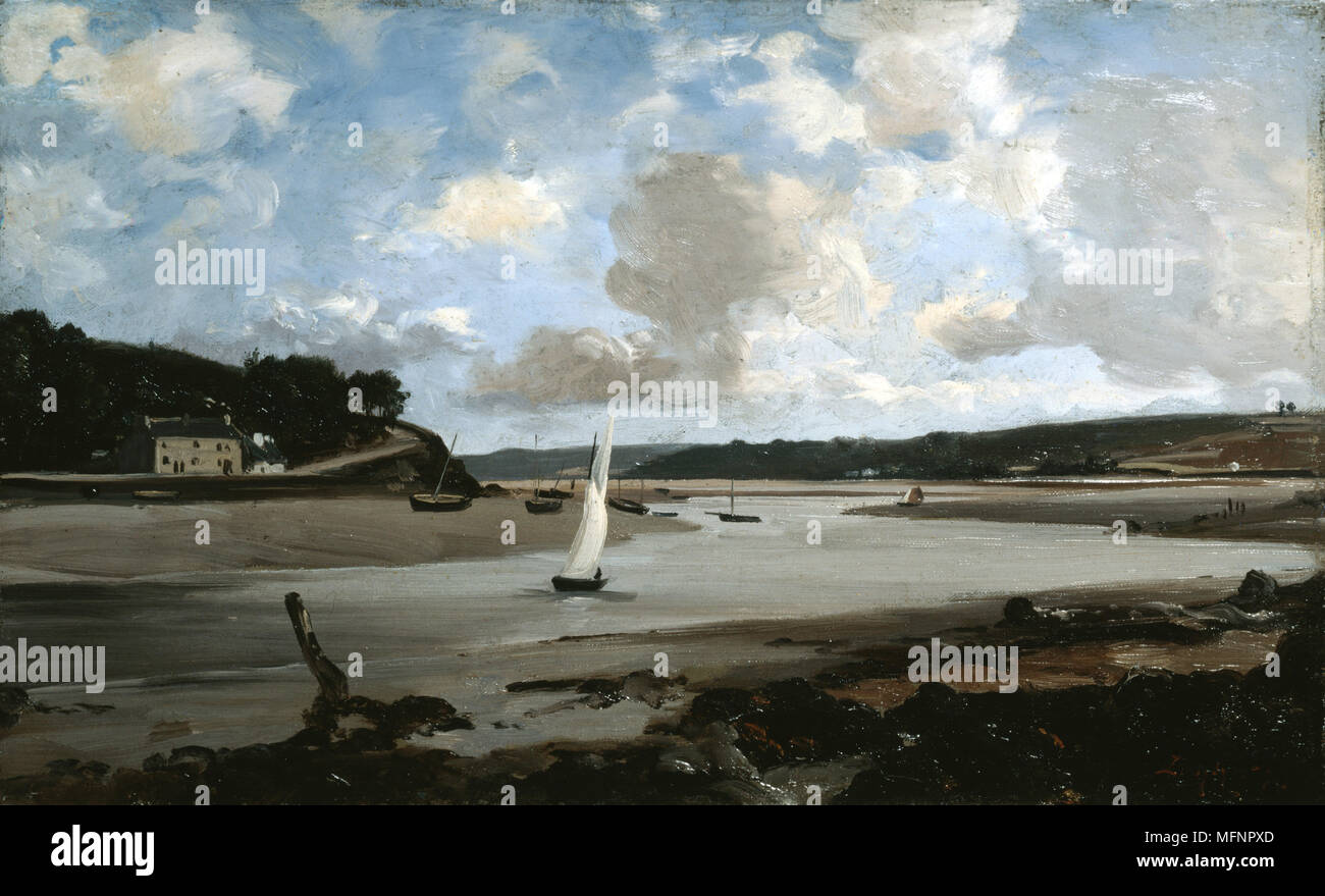 Morlaix - Der Fluss in der Mitte der Flut', 1874. Öl auf Leinwand. Emmanuel Lansyer (1835-1893), französischer Landschaftsmaler. Mündung des Flusses Dossen. Frankreich, Finistere Bretagne Stockfoto